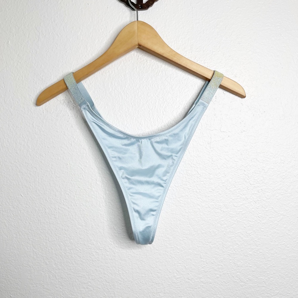 Victorias Secret Shine Bikini Bottoms Light Blue Rhinestone Sides Extra‎ Large